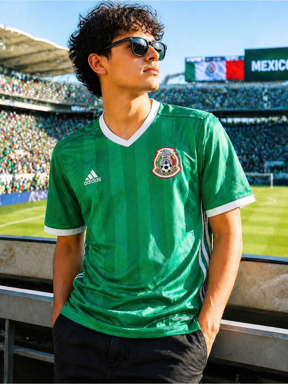 Adidas Mexico Soccer Jersey XL Green Climacool Futbol Shirt
